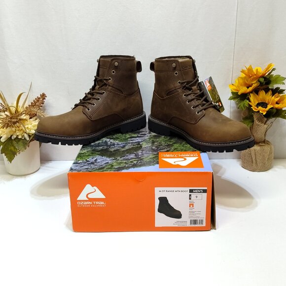 Ozark Trail Range Mountain Leather Boots Men's Size 9 Genuine Leather Upper NIB - Picture 3 of 9